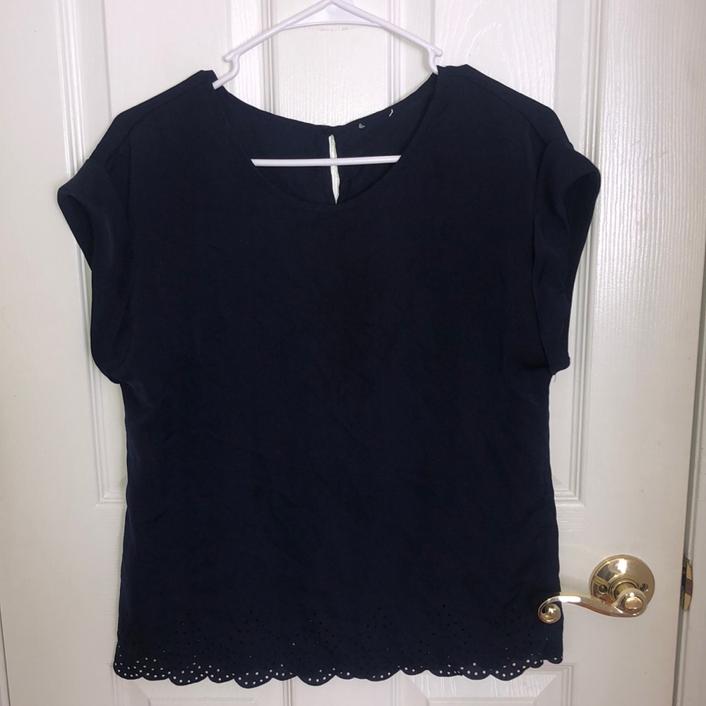 Navy eyelet blouse
